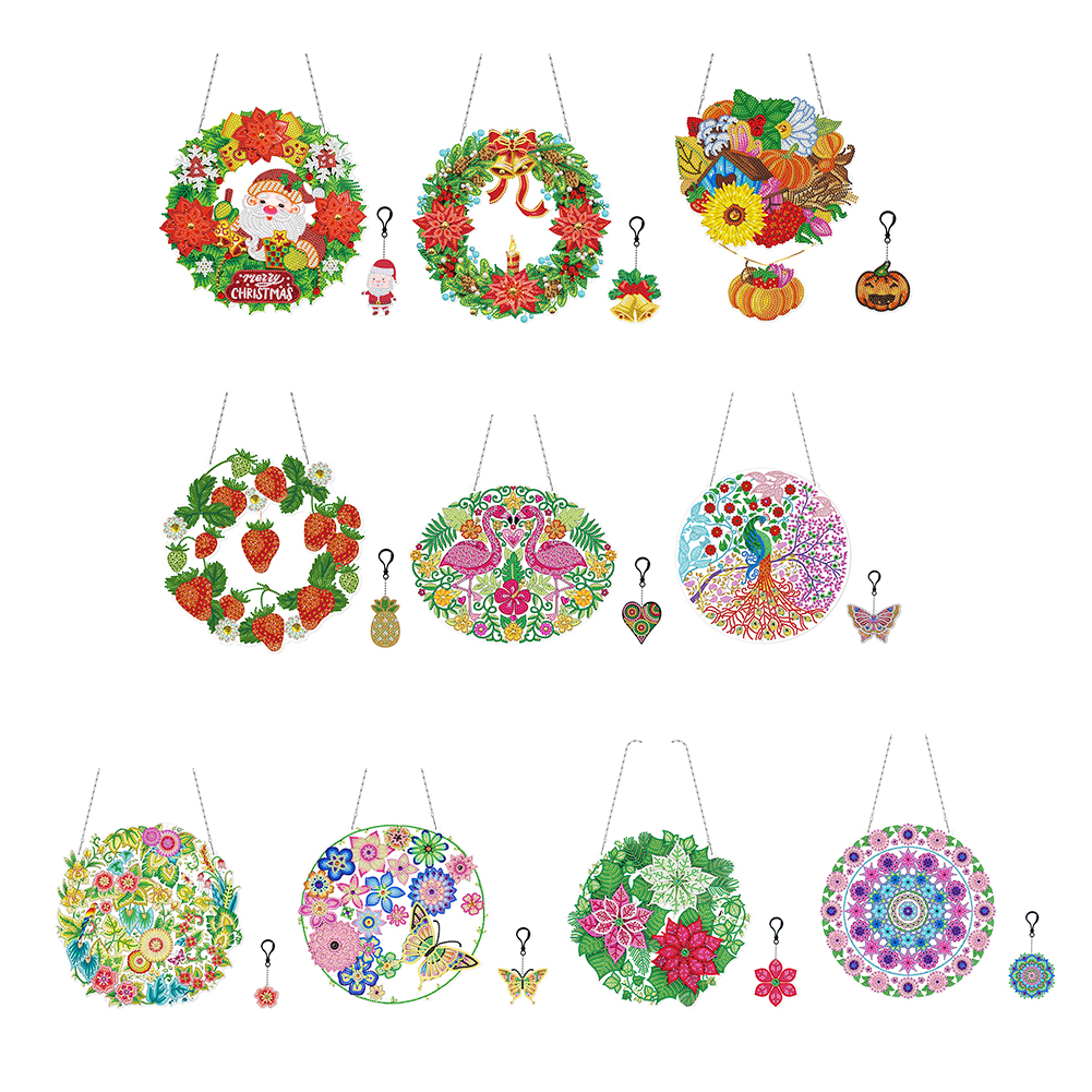 Embroidery Xmas Decorations - Christmas Wreath with LED Light 5D
