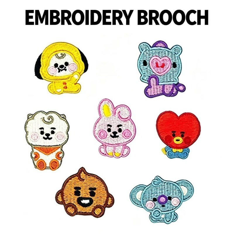Embroidery Tulle - BT21 Cute Baby Embroidered Brooch Pins