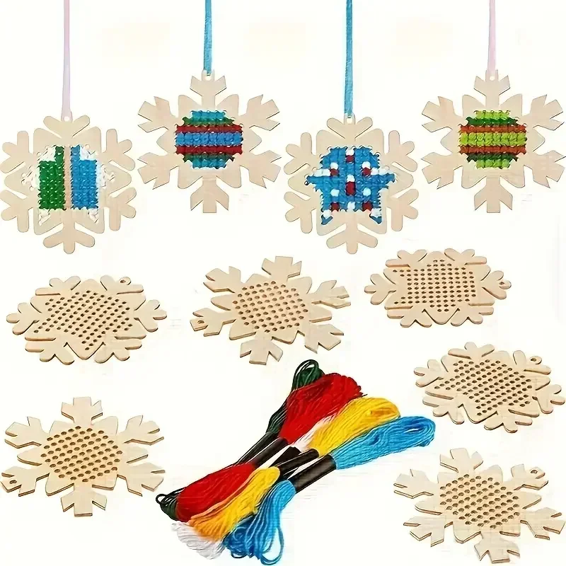 Embroidery Xmas Decorations - 12Set Cross Stitch Hanging Pendant Gingerbread