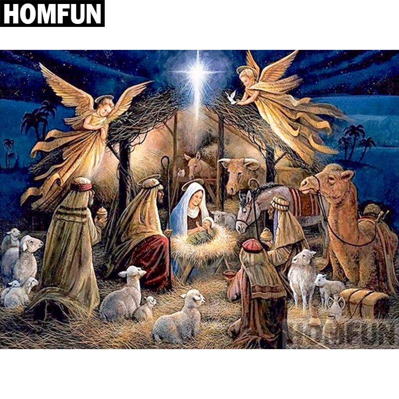 HOMFUN Full Square/Round Drill - Embroidery Jesus บทวิจารณ์และราคา