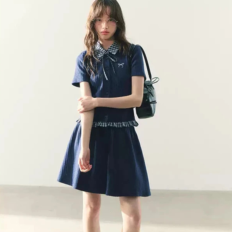 Summer Knitted Preppy Style Tw - Embroidery Blouse บทวิจารณ์และราคา