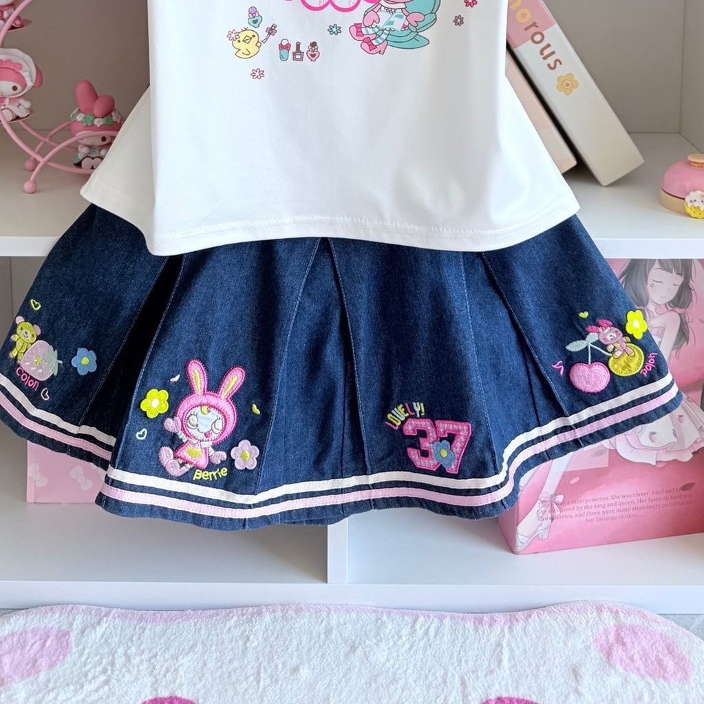 Japanese Sweet Skirt Sets Summ - Embroidery Blouse บทวิจารณ์และราคา