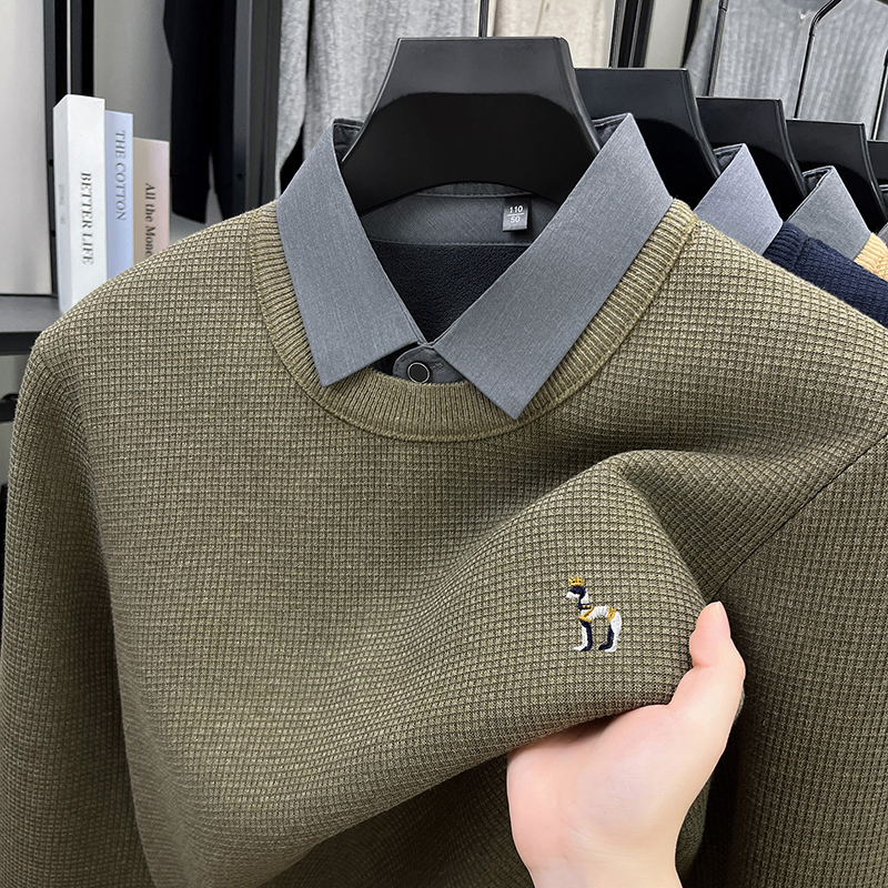 Luxury wool fake two-piece swe - Embroidery Texture บทวิจารณ์และราคา