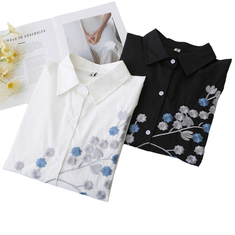 Women Plus Size Long Sleeve Co - Embroidery Blouse บทวิจารณ์และราคา