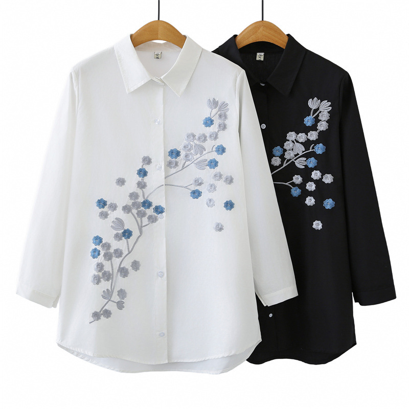 Women Plus Size Long Sleeve Co - Embroidery Blouse บทวิจารณ์และราคา