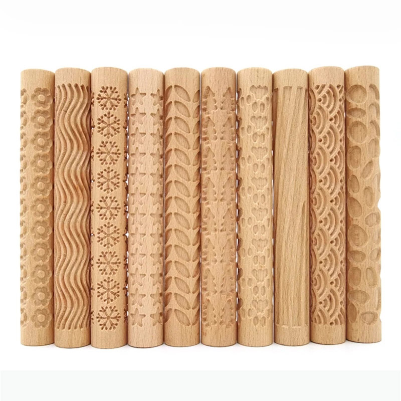 Wooden Texture Rolling Pin Cer - Embroidery Texture บทวิจารณ์และราคา