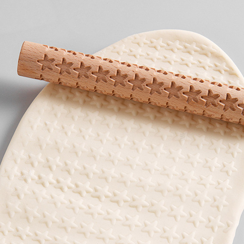 Wooden Texture Rolling Pin Cer - Embroidery Texture บทวิจารณ์และราคา