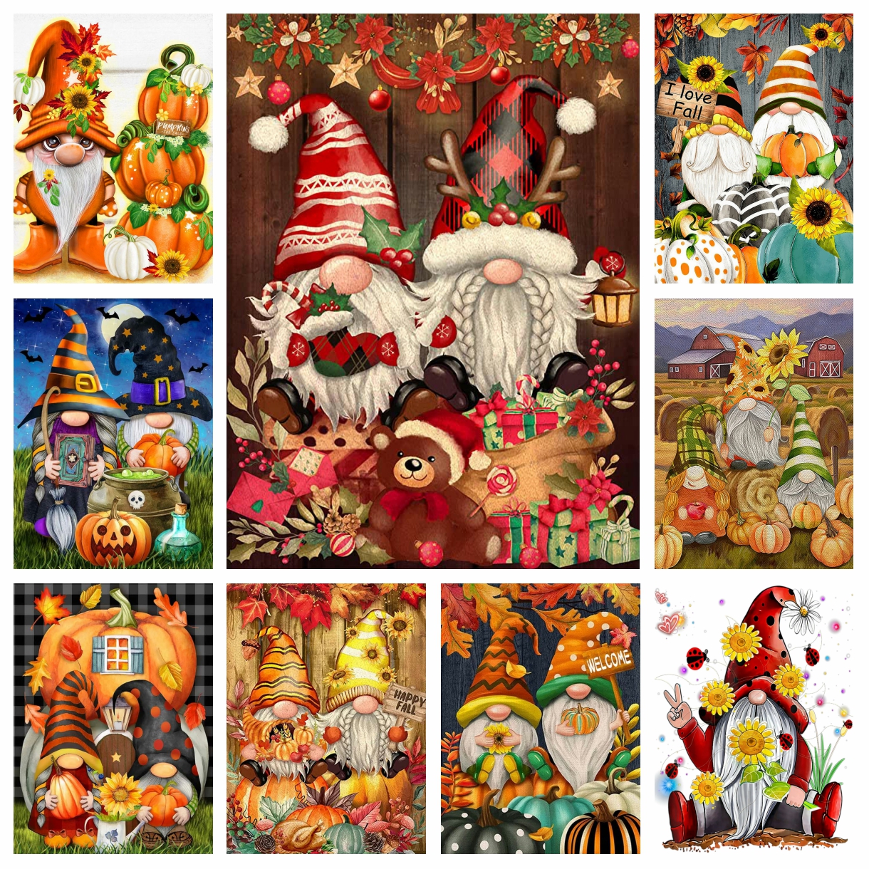 DIY Xmas Garden Gnomes Diamond - Embroidery Xmas Decorations บทวิจารณ์และราคา