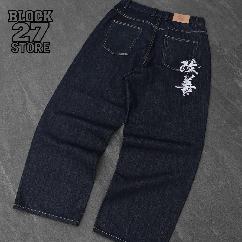 Mens Jeans Harajuku Y2K Retro  - Embroidery Font Free บทวิจารณ์และราคา