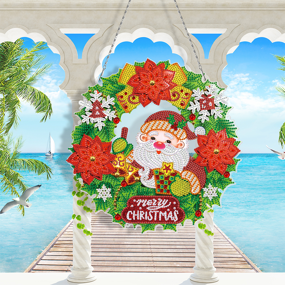 Christmas Wreath with LED Ligh - Embroidery Xmas Decorations บทวิจารณ์และราคา