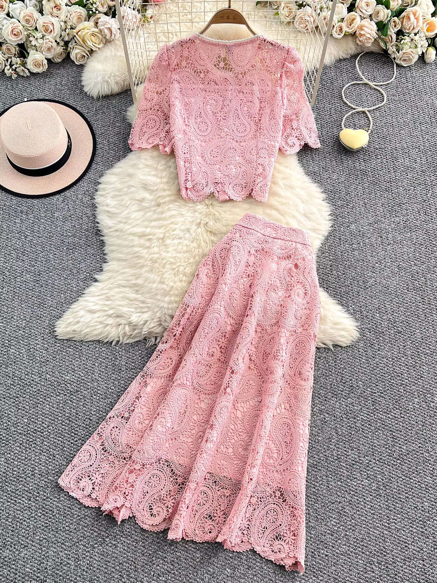 Elegant Pearl Long Dress Suits - Embroidery Blouse บทวิจารณ์และราคา