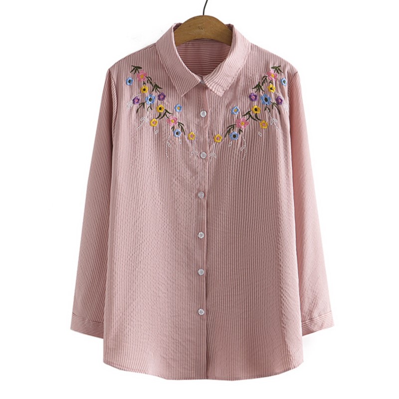 4XL Plus Size Shirts Women Spr - Embroidery Blouse บทวิจารณ์และราคา