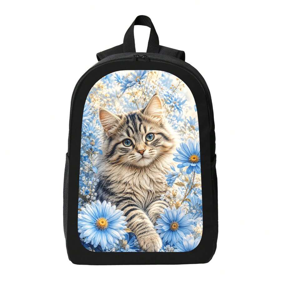 Blue Daisy Cat Print Backpack  - Embroidery Daisy บทวิจารณ์และราคา