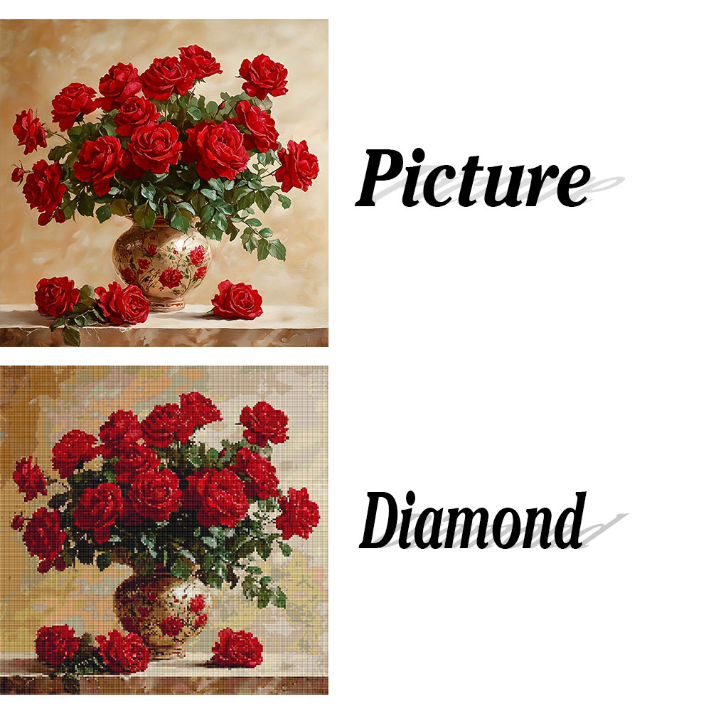 Rose Diamond Painting Full Squ - Embroidery Rose บทวิจารณ์และราคา