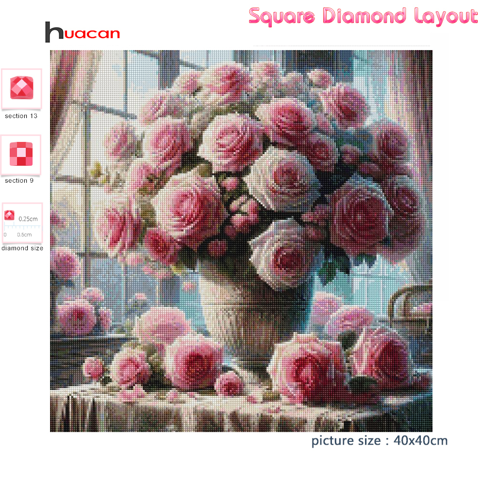 1PC frameless  5D Diy Diamond  - Embroidery Rose บทวิจารณ์และราคา