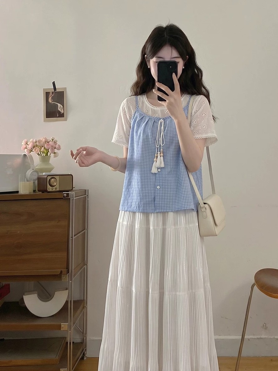 plus Size Summer New Hollow ou - Embroidery Blouse บทวิจารณ์และราคา