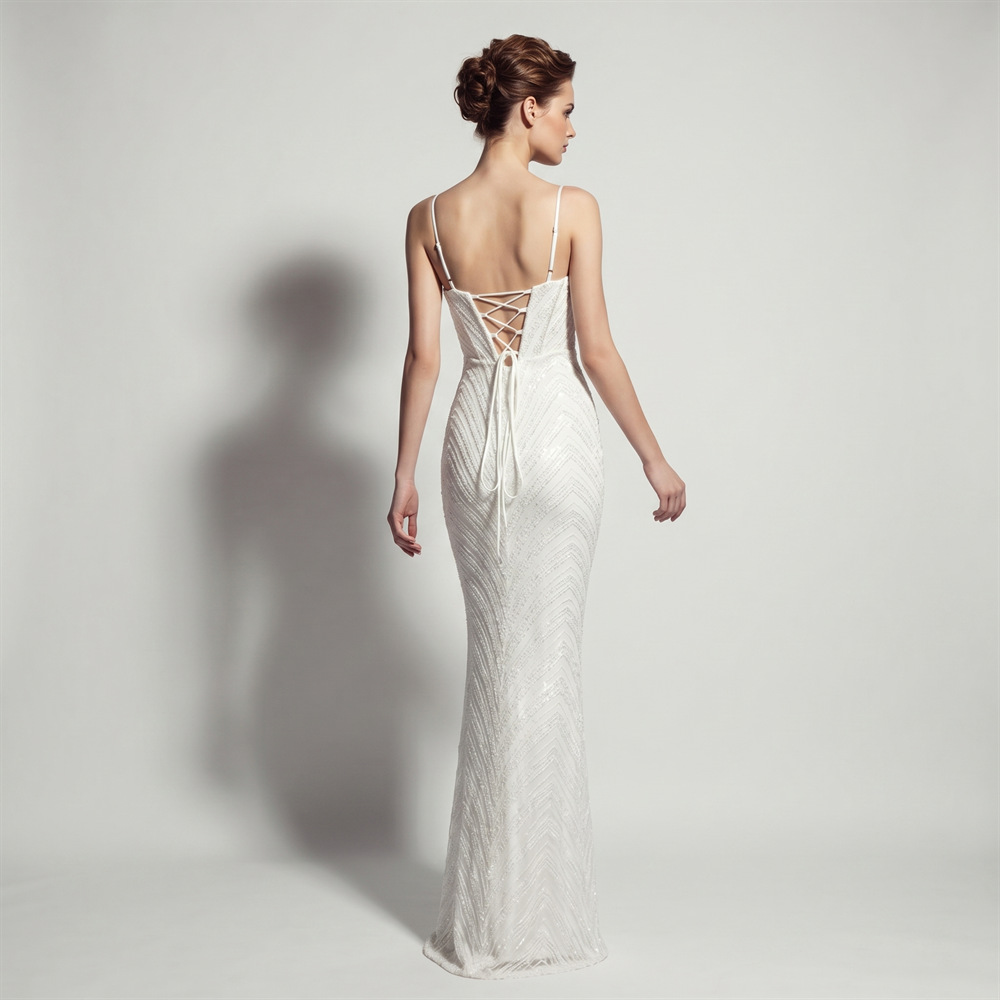 Women Spaghetti Strap Deep V-N - Embroidery Beads บทวิจารณ์และราคา