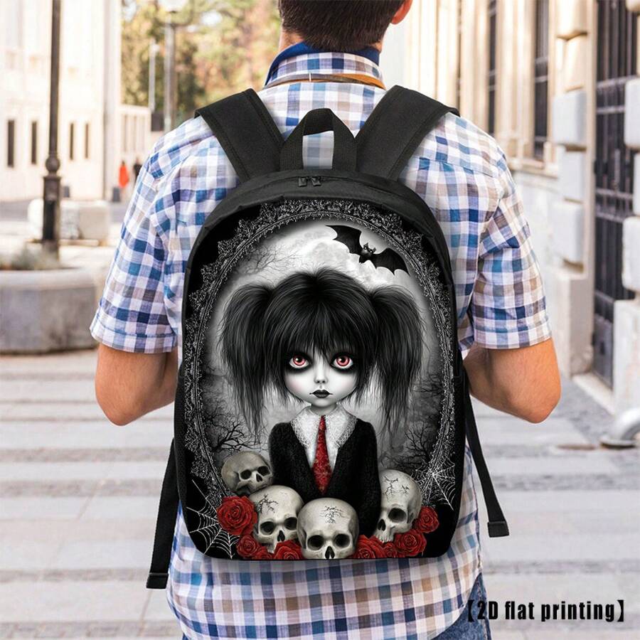 Gothic Skull And Rose Print Ba - Embroidery Rose บทวิจารณ์และราคา