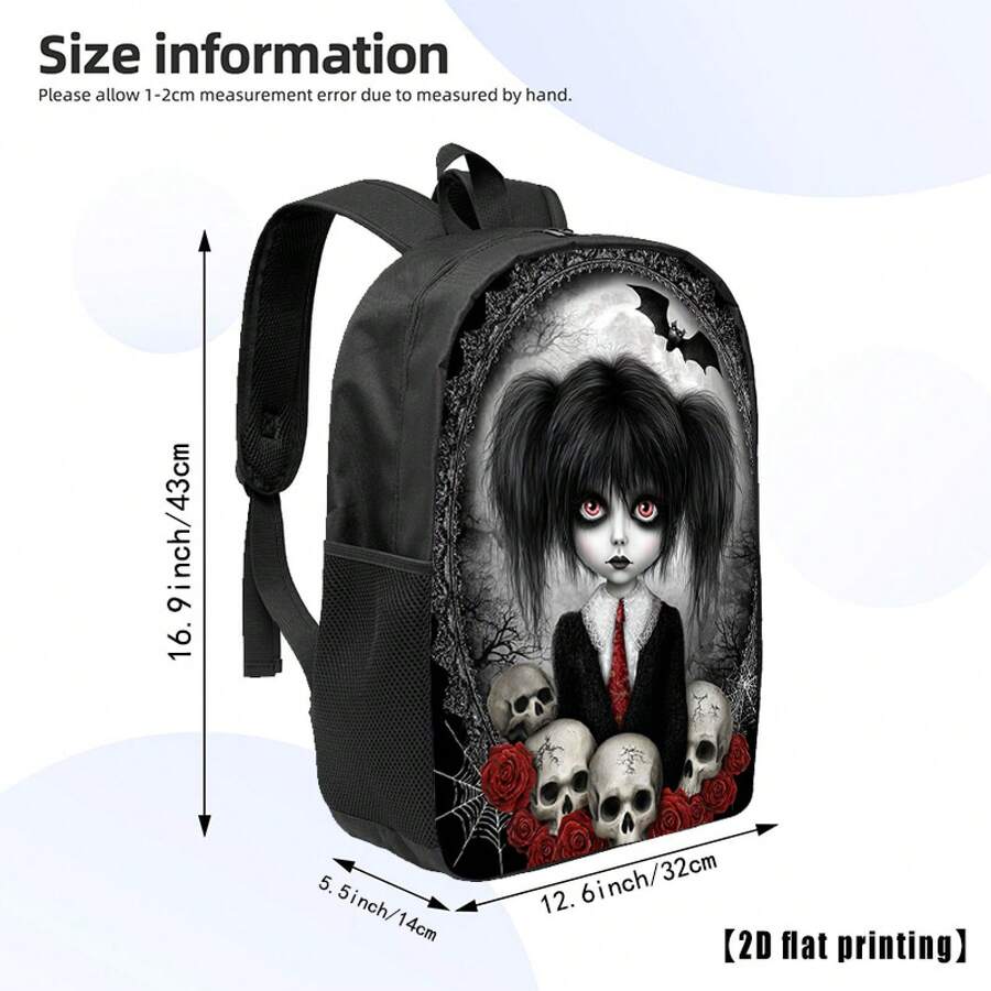 Gothic Skull And Rose Print Ba - Embroidery Rose บทวิจารณ์และราคา