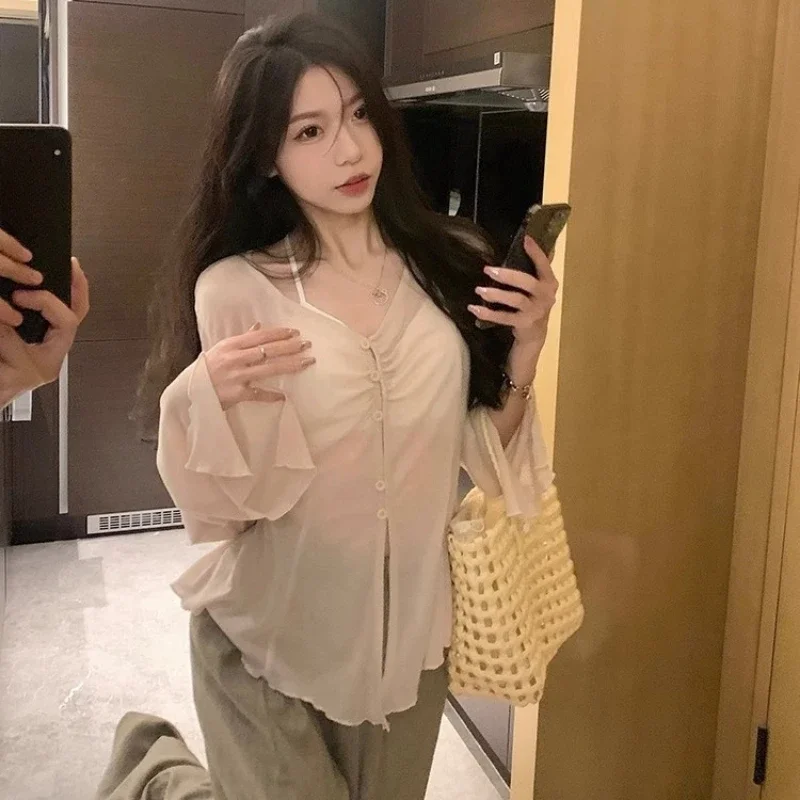 Sheer Flare Sleeve Blouse - Y2 - Embroidery Blouse บทวิจารณ์และราคา