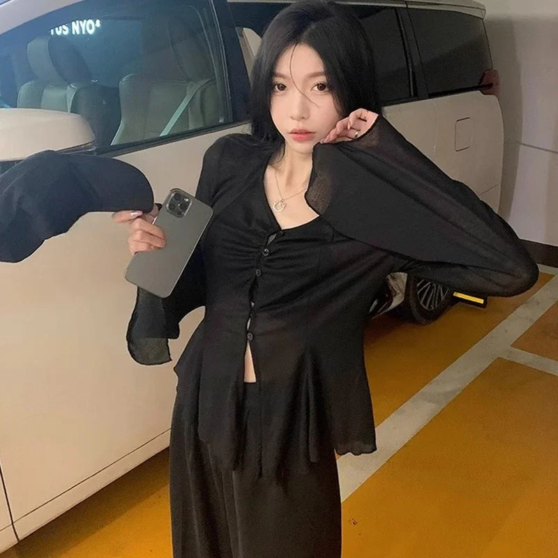Sheer Flare Sleeve Blouse - Y2 - Embroidery Blouse บทวิจารณ์และราคา