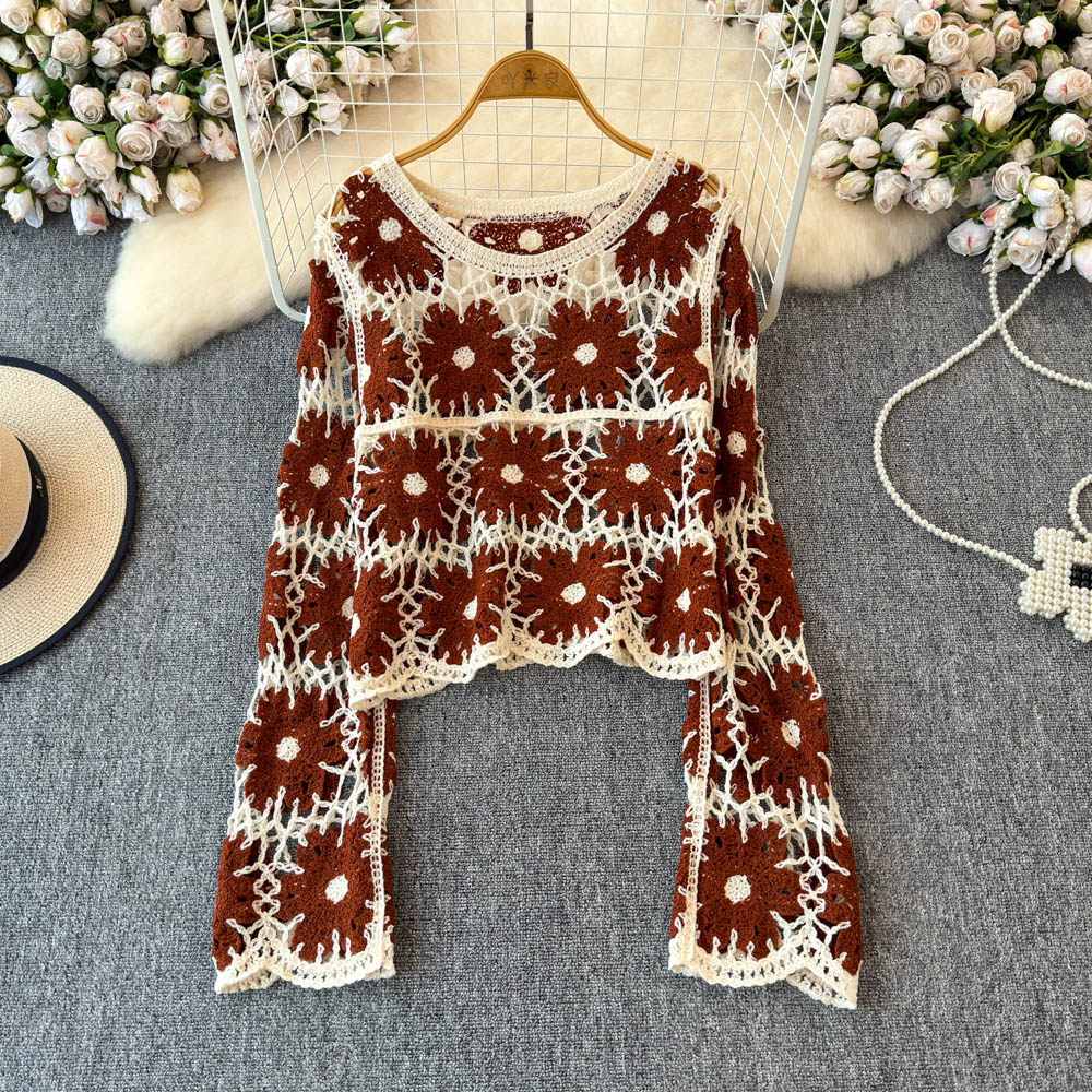 Floral Crochet Top for Women L - Embroidery Daisy บทวิจารณ์และราคา