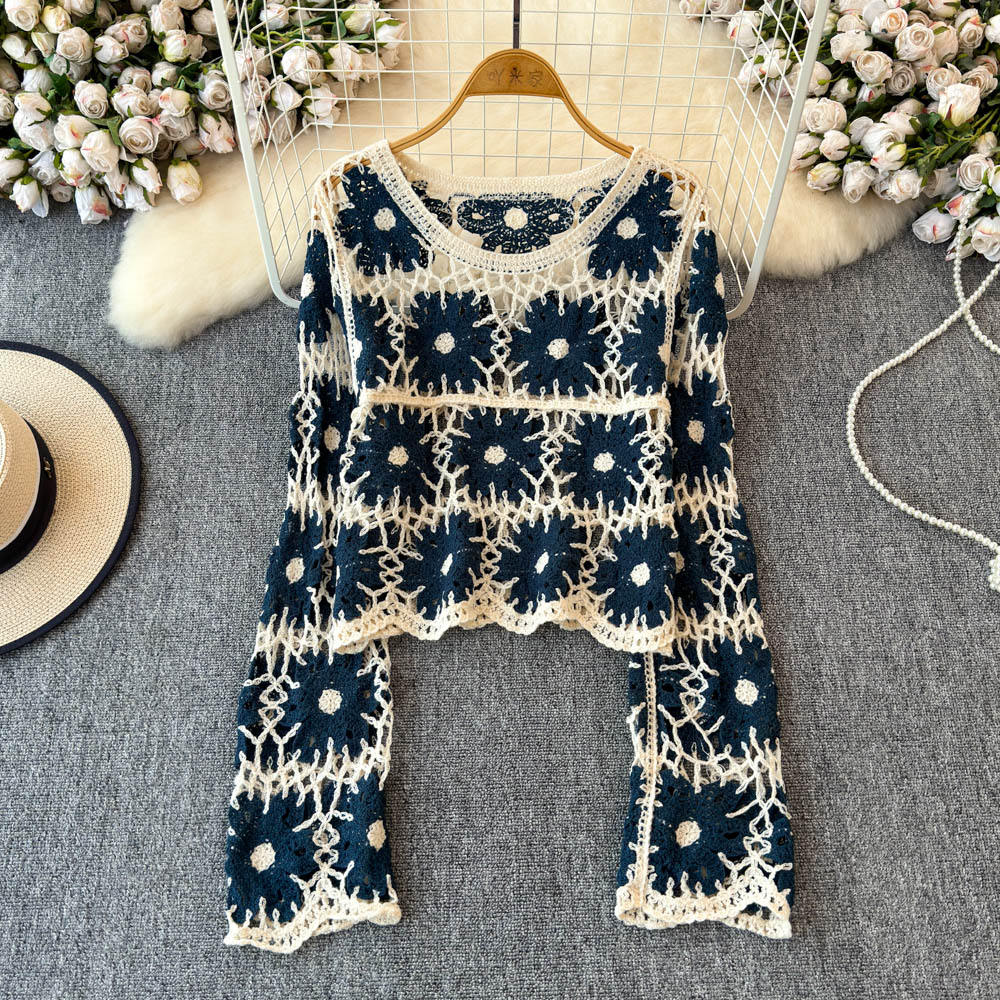 Floral Crochet Top for Women L - Embroidery Daisy บทวิจารณ์และราคา