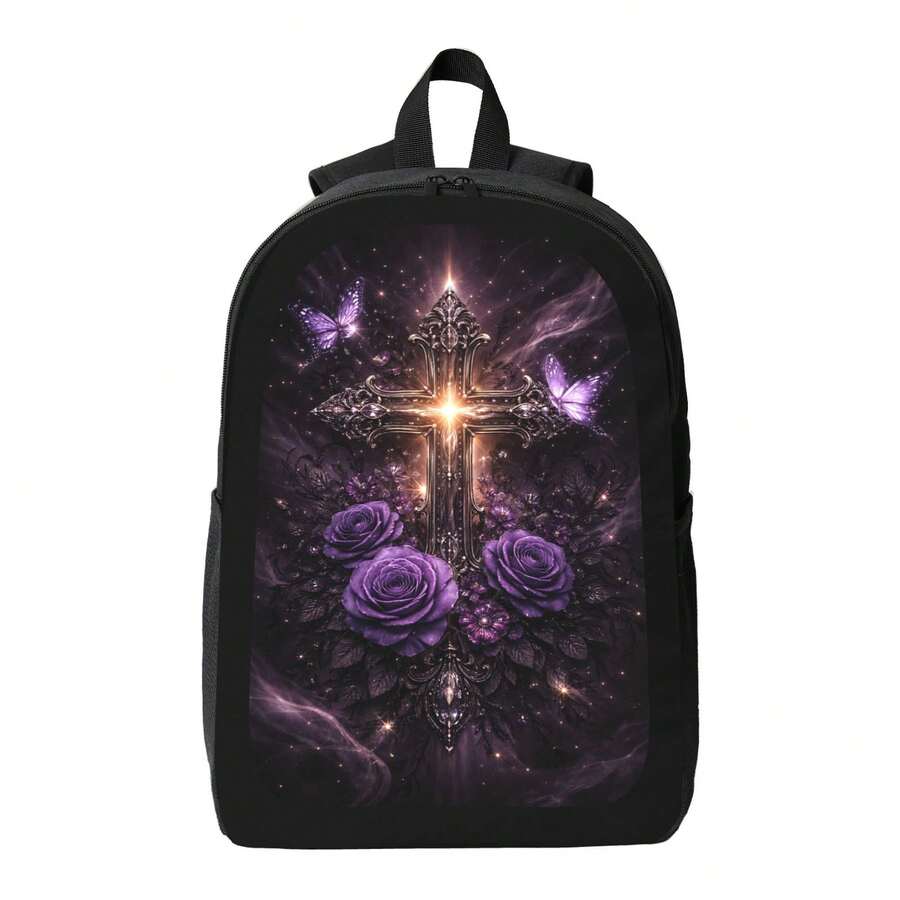 Dark Gothic Cross Backpack Wit - Embroidery Rose บทวิจารณ์และราคา