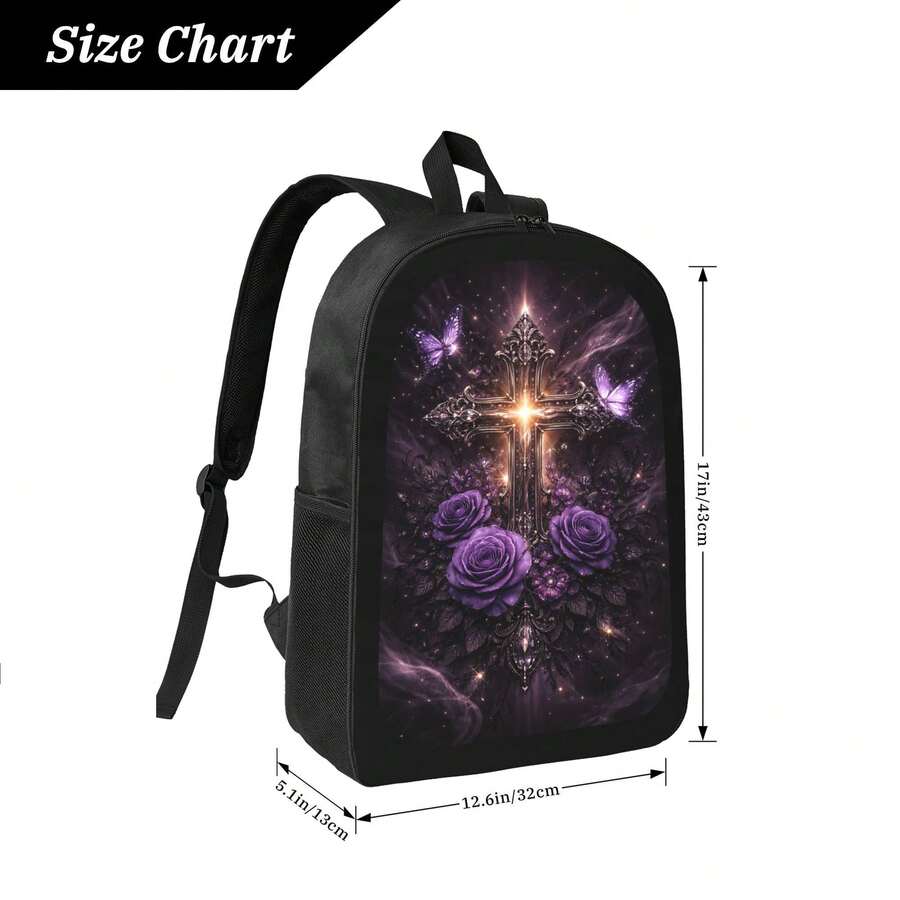 Dark Gothic Cross Backpack Wit - Embroidery Rose บทวิจารณ์และราคา