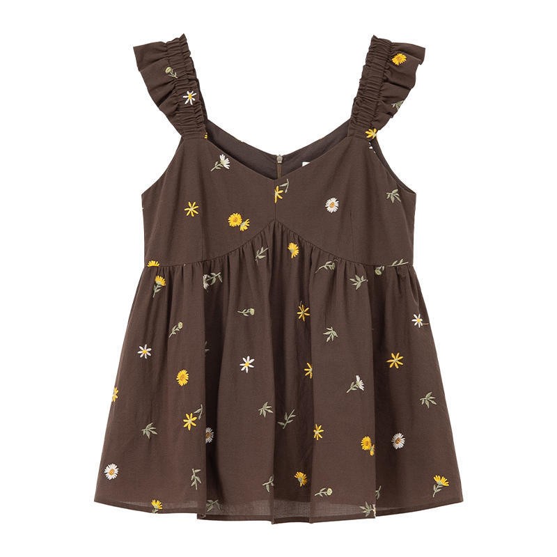 Summer Womens Blouse Short Sle - Embroidery Daisy บทวิจารณ์และราคา
