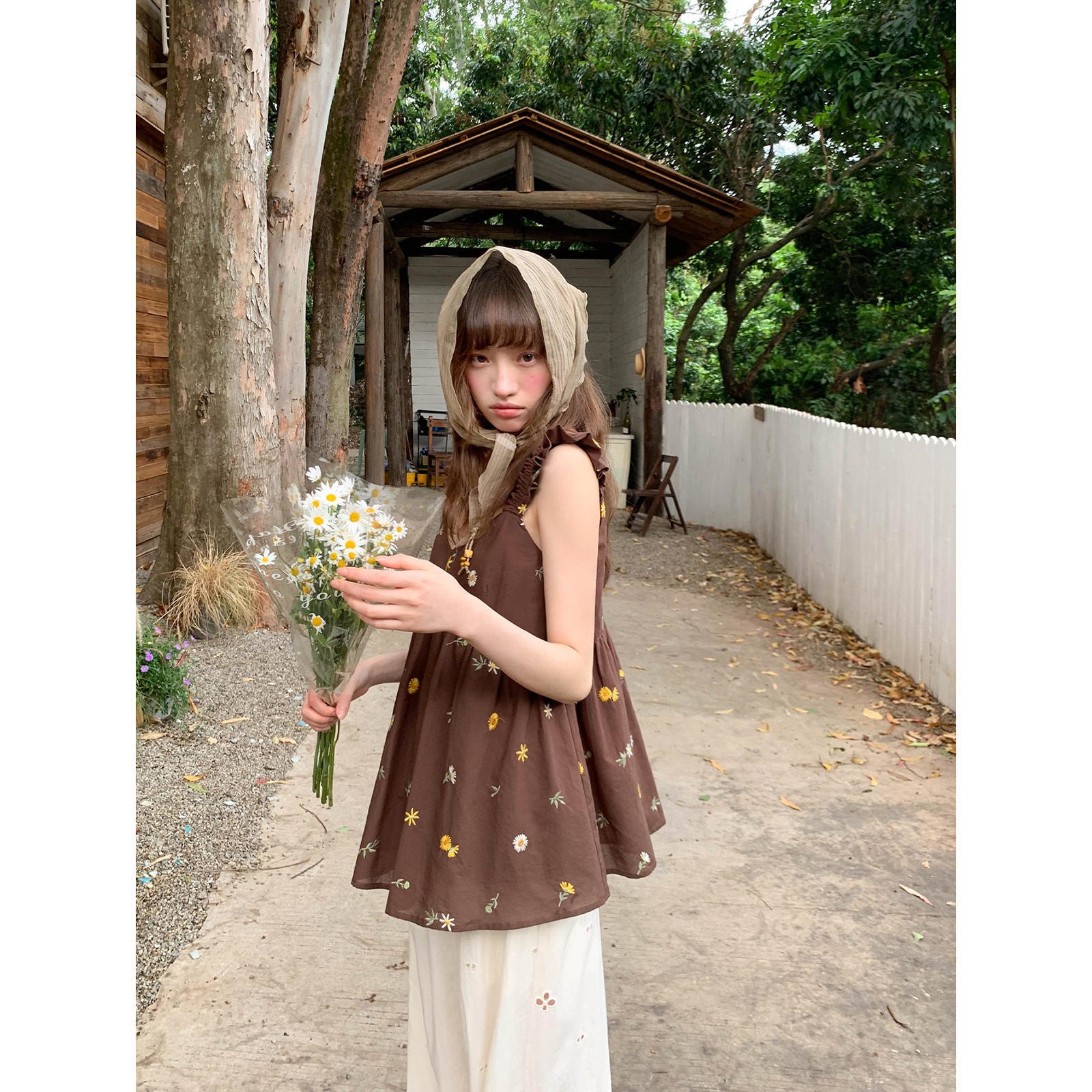 Summer Womens Blouse Short Sle - Embroidery Daisy บทวิจารณ์และราคา