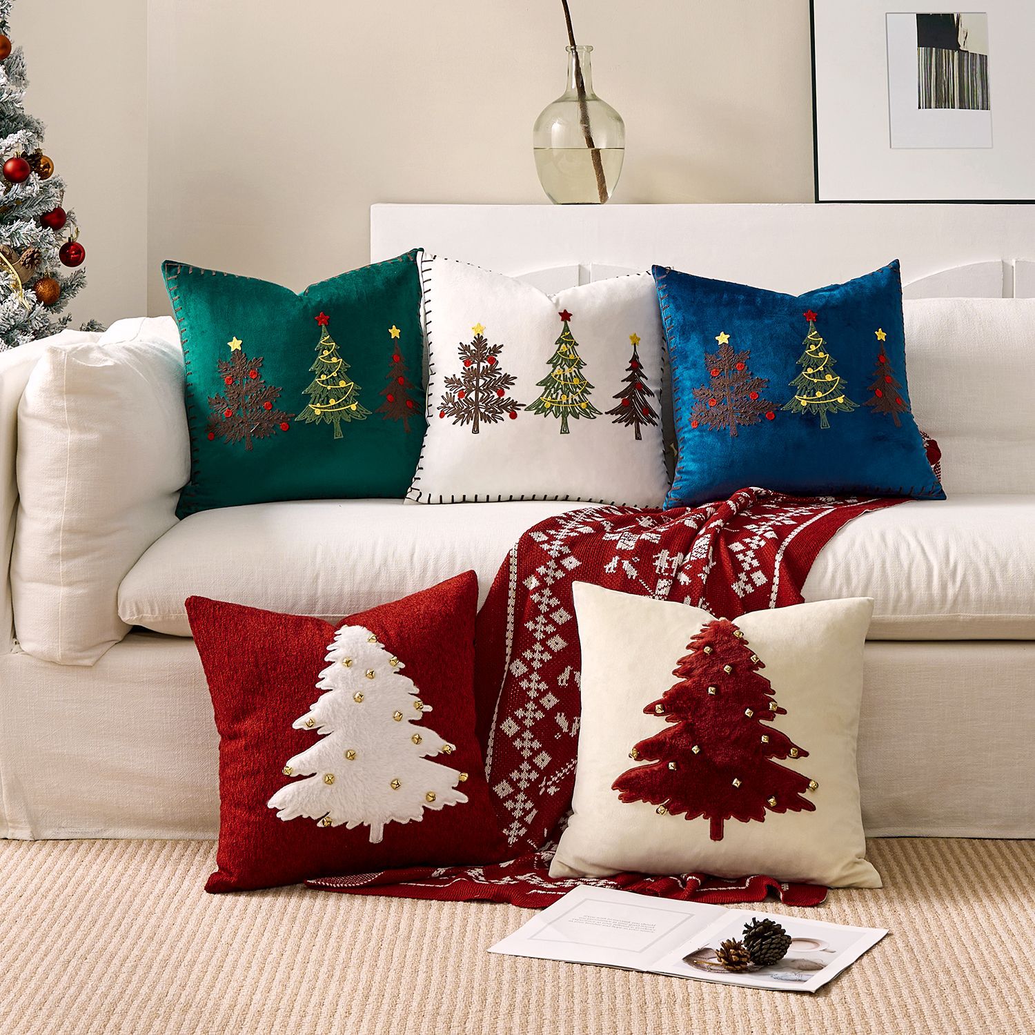 1pc Embroidery Cushion Cover C - Embroidery Xmas Decorations บทวิจารณ์และราคา