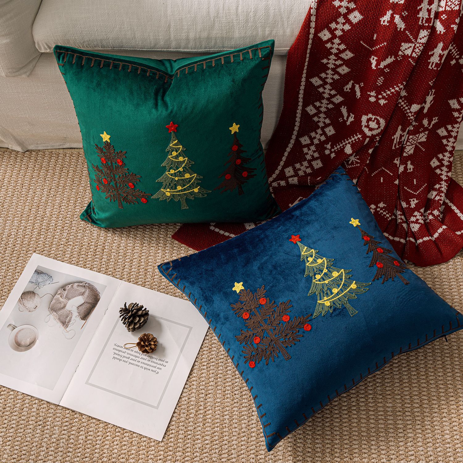 1pc Embroidery Cushion Cover C - Embroidery Xmas Decorations บทวิจารณ์และราคา