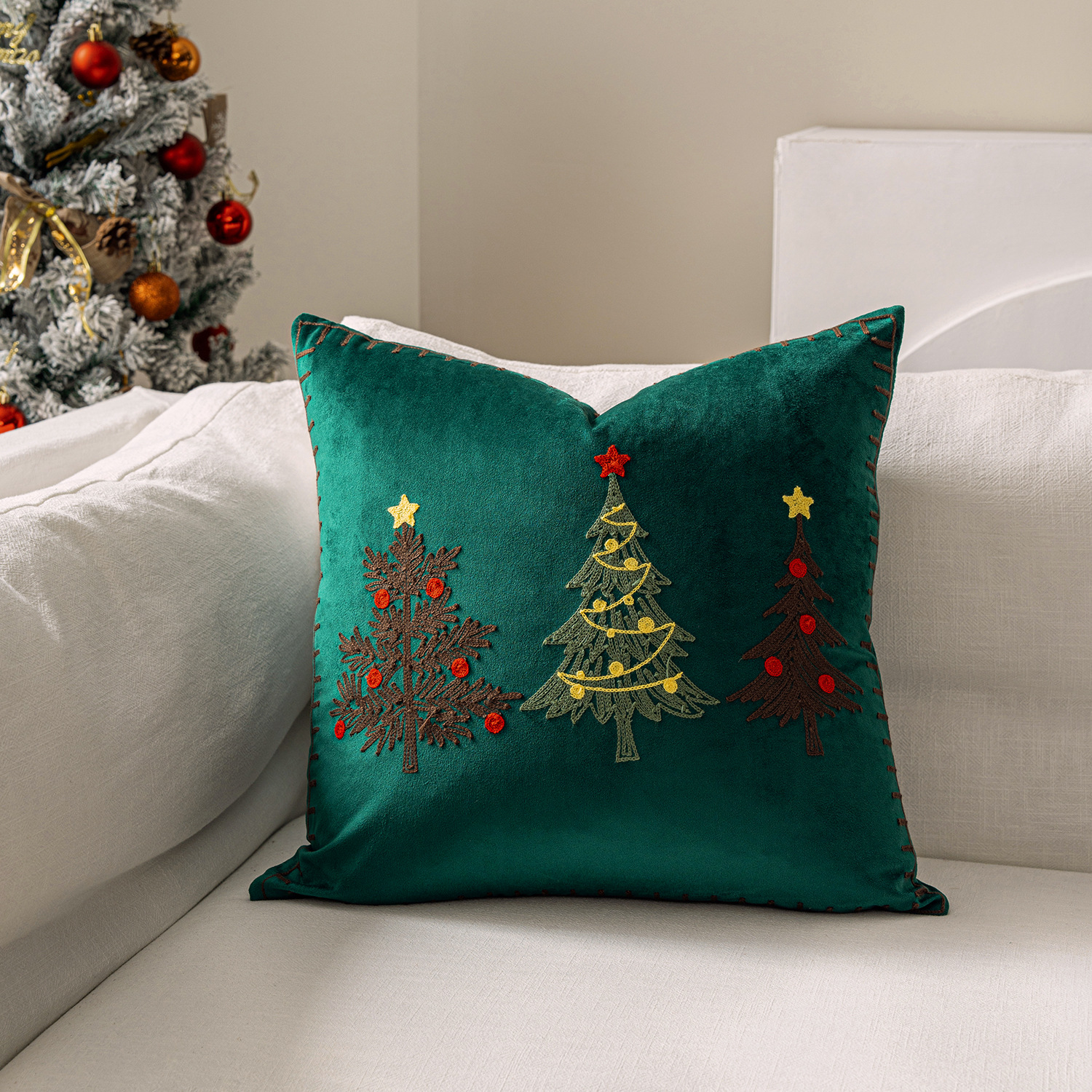 1pc Embroidery Cushion Cover C - Embroidery Xmas Decorations บทวิจารณ์และราคา