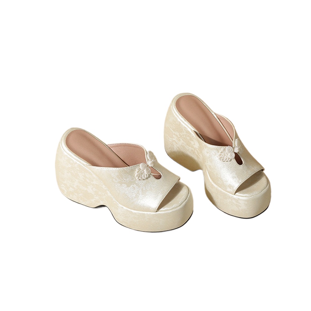 Women Wedge Heel Mules Slipper - Embroidery Ai บทวิจารณ์และราคา