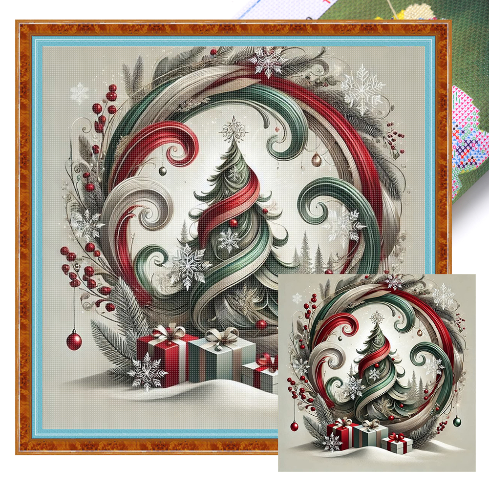 Xmas Printed Cross Stitch Kit  - Embroidery Xmas Decorations บทวิจารณ์และราคา