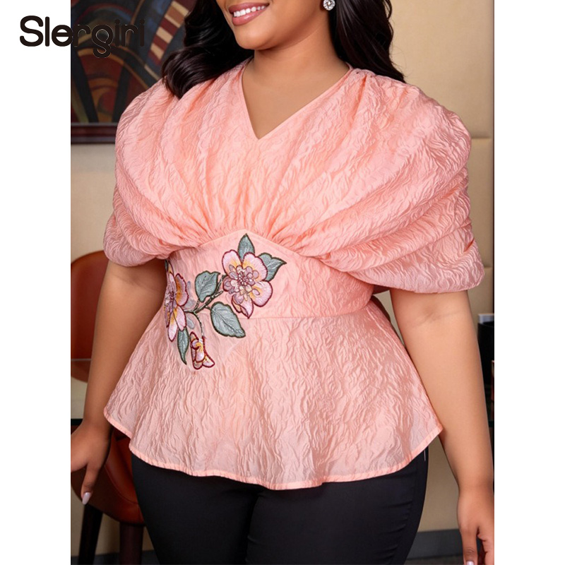 Slergiri Plus Size Floral Embr - Embroidery Blouse บทวิจารณ์และราคา