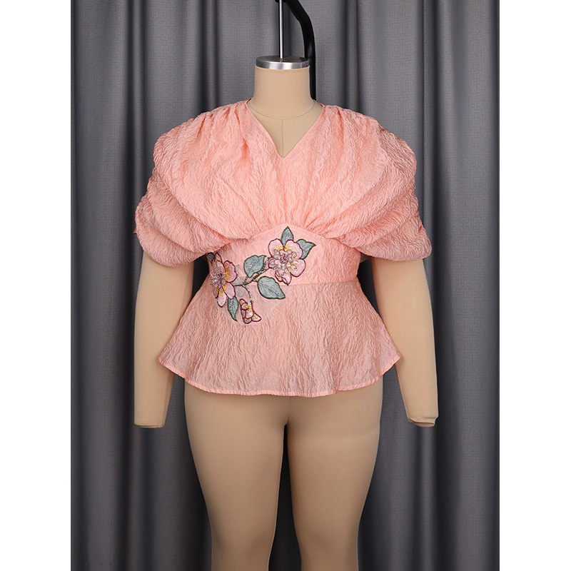 Slergiri Plus Size Floral Embr - Embroidery Blouse บทวิจารณ์และราคา