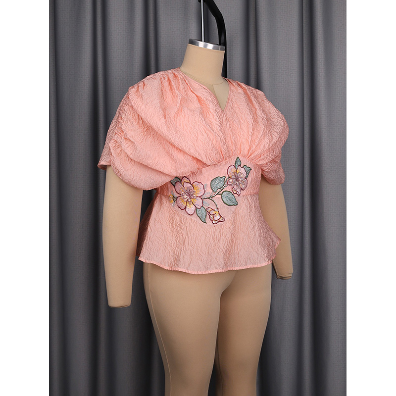 Slergiri Plus Size Floral Embr - Embroidery Blouse บทวิจารณ์และราคา