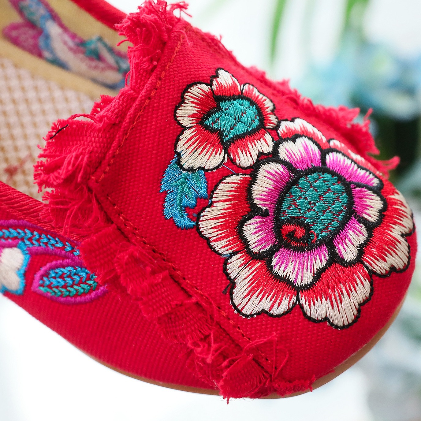 Woman Woven Shoes New Ethnic S - Embroidery Canvas บทวิจารณ์และราคา