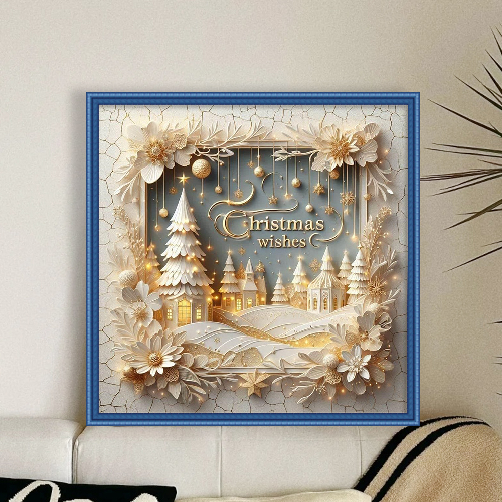 Xmas Printed Cross Stitch Kit  - Embroidery Xmas Decorations บทวิจารณ์และราคา