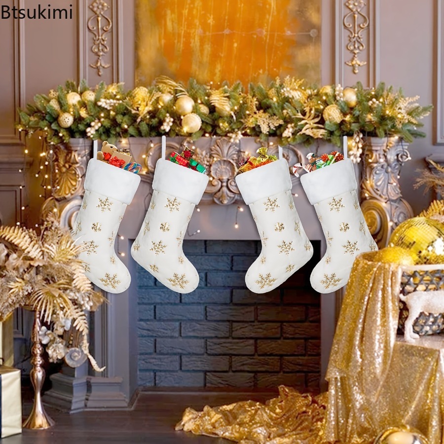 New 2026 White Plush Stamping  - Embroidery Xmas Decorations บทวิจารณ์และราคา