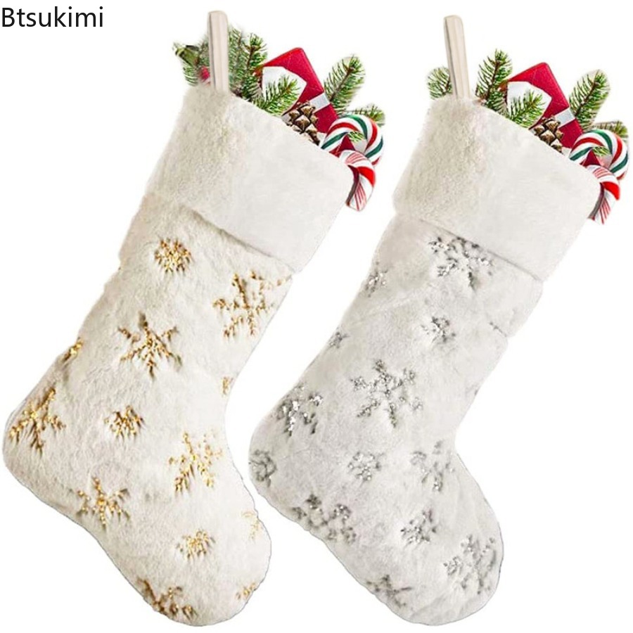 New 2026 White Plush Stamping  - Embroidery Xmas Decorations บทวิจารณ์และราคา
