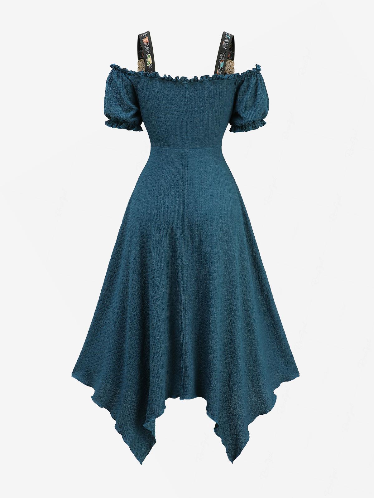 Plus Size Casual Deep Green Dr - Embroidery Texture บทวิจารณ์และราคา