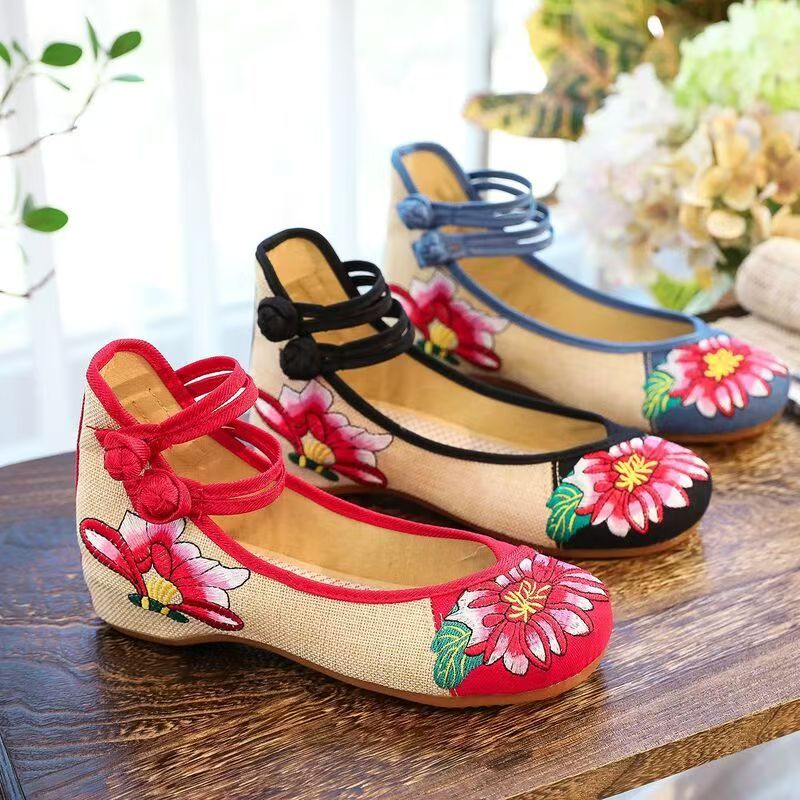 Woman Wedges Embroidered Cloth - Embroidery Canvas บทวิจารณ์และราคา