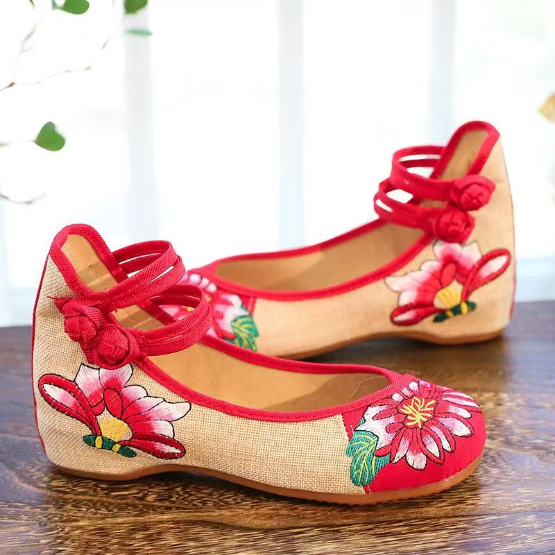 Woman Wedges Embroidered Cloth - Embroidery Canvas บทวิจารณ์และราคา