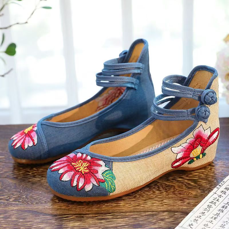 Woman Wedges Embroidered Cloth - Embroidery Canvas บทวิจารณ์และราคา