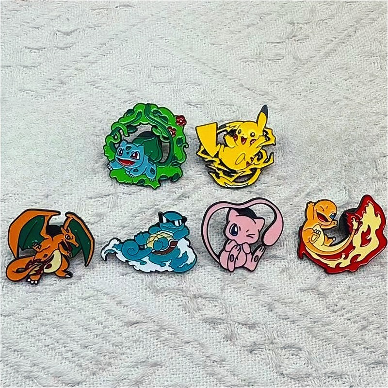 6pcs Anime Pins Set Pokemon En - Embroidery Tulle บทวิจารณ์และราคา